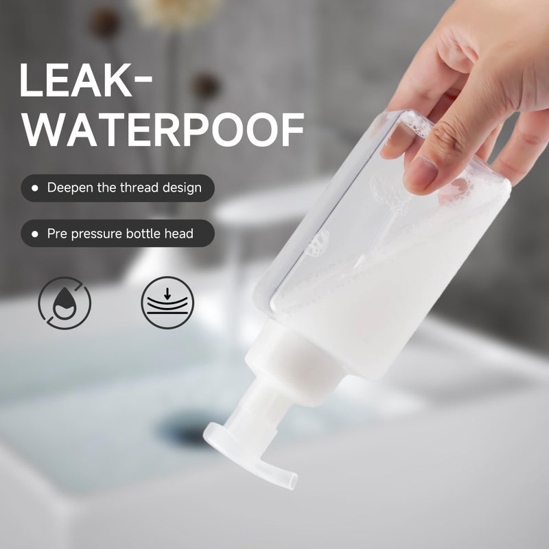 ZEJIA 15OZ Foaming Soap Dispenser, 2-Pack Plastic Hand Soap Dispenser, Refillable Leakproof Foam Pump Bottle with Waterproof Labels, for Shampoo, Body Wash - Image 3